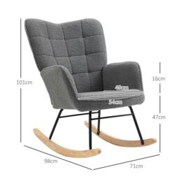 Rackhams Berber Fleece Nursery Glider Rocker for Nursing, Wingback Rocking Chair for Living Room, Dark Grey - thumbnail 3
