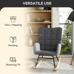 Rackhams Berber Fleece Nursery Glider Rocker for Nursing, Wingback Rocking Chair for Living Room, Dark Grey - thumbnail 6