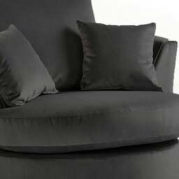 Rackhams Victoria Plush Velvet Swivel Chair - Black - thumbnail 6