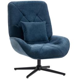 Rackhams Swivel Accent Chair, Chenille Armchair with Lumbar Pillow - Accent Chair - Dark Blue - 72W x 92D x 96H cm - thumbnail 2