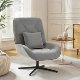 Rackhams Swivel Accent Chair, Chenille Armchair with Lumbar Pillow - Accent Chair - Dark Blue - 72W x 92D x 96H cm - thumbnail 6