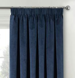 "Rackhams Navy 100% Blackout Luxury Supersoft Velvet Thermal Tape Top Curtains for Living Room & Bedrooms - 46"" (117cm) Width x 72"" (183cm) Drop" - thumbnail 2