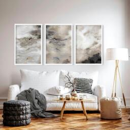 Rackhams Home decor items - set of 3 Neutral wall art prints - 20 x 30 in / 50 x 76 cm - Satin Photo paper 280 gsm - Black Frame - thumbnail 3