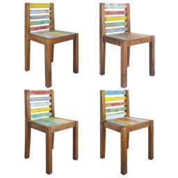 Rackhams Dining Chairs 4 pcs Solid Reclaimed Wood - Multicolour - Solid reclaimed wood with a boat wood finish