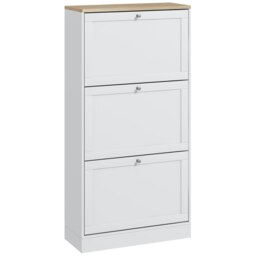 Rackhams Narrow Shoe Cabinet with 3 Flip Drawers for 18 Pairs of Shoes White - thumbnail 2