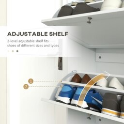 Rackhams Narrow Shoe Cabinet with 3 Flip Drawers for 18 Pairs of Shoes White - thumbnail 5