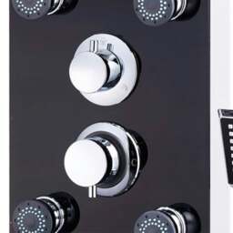 Rackhams Shower Panel Unit Glass 25x44.6x130 cm Black - thumbnail 5