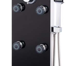Rackhams Shower Panel Unit Glass 25x44.6x130 cm Black - thumbnail 6