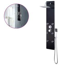 Rackhams Shower Panel Unit Glass 25x44.6x130 cm Black - thumbnail 2