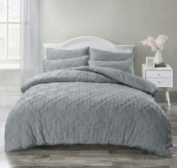 Rackhams Ophelia Tufted Duvet Cover & Pillowcase Set - Grey - King - thumbnail 1