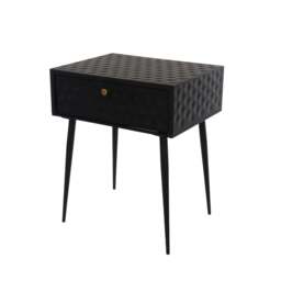 Rackhams Set of 2 Saturn Metal 1-Drawer Bedside Cabinets - Black - thumbnail 2