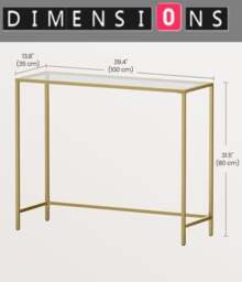 Rackhams Modern Golden Metal Console Table with Tempered Glass Top – 100 x 35 x 80 cm - thumbnail 4