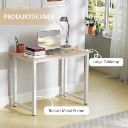 Rackhams Modern Computer Desk, Writing Table with Metal Frame, White - 60 - Particle board, Steel - 100 - thumbnail 5