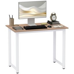 Rackhams Modern Computer Desk, Writing Table with Metal Frame, White - 60 - Particle board, Steel - 100 - thumbnail 2