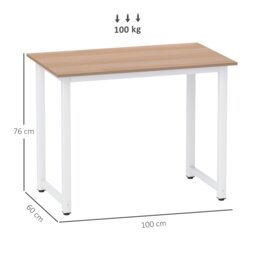 Rackhams Modern Computer Desk, Writing Table with Metal Frame, White - 60 - Particle board, Steel - 100 - thumbnail 6