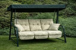 Rackhams REPLACEMENT CUSHION ONLY Vienna Deluxe 3 Seater Garden Hammock (Pattern options available) - Renaissance Sage (Green Frame) - 153cm (H) x 140cm (W) X 121cm (D)