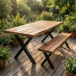 Rackhams Live Edge Outdoor Table - 240cm - Wide - 120cm - Oak - thumbnail 2