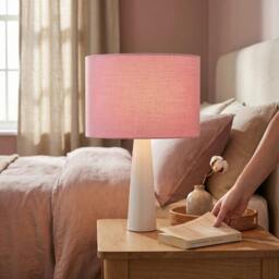 Rackhams Modern Designer Candy Pink Textured Linen Fabric Circular Lamp Shade - thumbnail 6