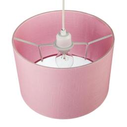 Rackhams Modern Designer Candy Pink Textured Linen Fabric Circular Lamp Shade - thumbnail 3