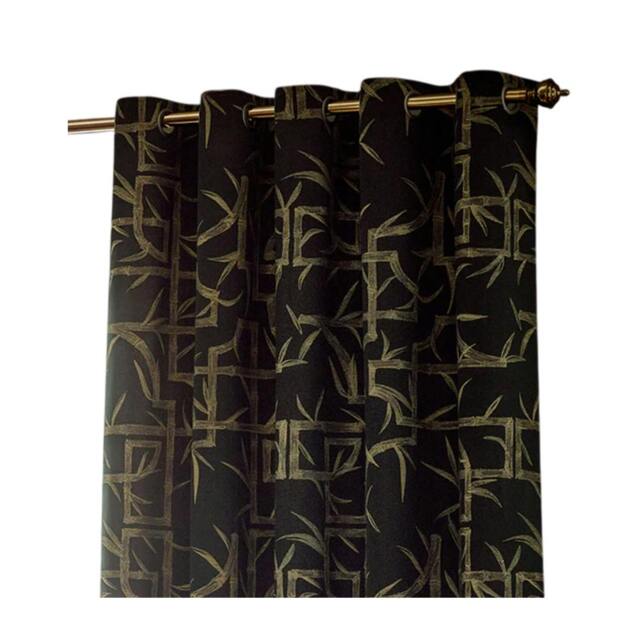 Rackhams Jacquard Bamboo Print Eyelet Curtains - Black - 229cm x 137cm - Black - 100% Polyester - image 1