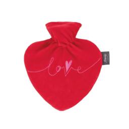 Rackhams 0.7 Litre Hot Water Bottles with Heart Shape Plush Cover - Red