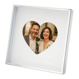 Rackhams 25th Anniversary Heart Frame for 4x4 Picture in Nickel Plated with Silver Foil - thumbnail 2
