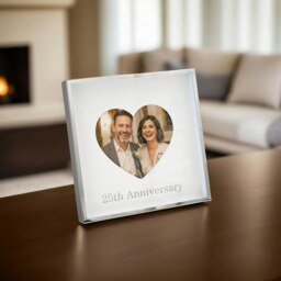 Rackhams 25th Anniversary Heart Frame for 4x4 Picture in Nickel Plated with Silver Foil - thumbnail 6