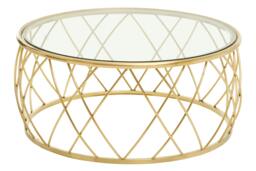 Rackhams Ackley Gold Round Coffee Table with Clear Glass - thumbnail 2