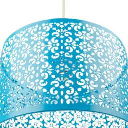 Rackhams Marrakech Designed Matt Teal Metal Pendant Light Shade with Floral Decoration - thumbnail 4