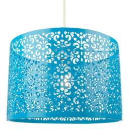 Rackhams Marrakech Designed Matt Teal Metal Pendant Light Shade with Floral Decoration