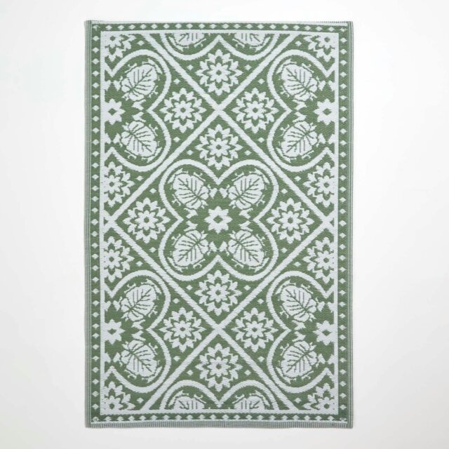 Rackhams Outdoor Rug Luxury Waterproof Reversible, For Garden, Floral Leaf - 122 x 182 cm - image 1