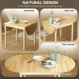 Rackhams 4-6 Person Wooden Drop-Leaf Table - Natural Finish - thumbnail 5