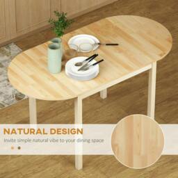 Rackhams 4-6 Person Wooden Drop-Leaf Table - Natural Finish - thumbnail 4