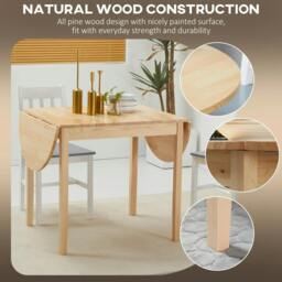 Rackhams 4-6 Person Wooden Drop-Leaf Table - Natural Finish - thumbnail 6