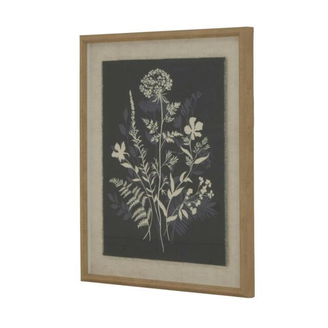 Rackhams Flora & Fauna Collection Meadow Beaded Linen Framed Wall Art - White/Black - White/Black - 50cm x 2cm x 40cm - White/Black - image 1