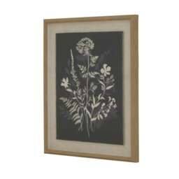 Rackhams Flora & Fauna Collection Meadow Beaded Linen Framed Wall Art - White/Black - White/Black - 50cm x 2cm x 40cm - White/Black - thumbnail 2