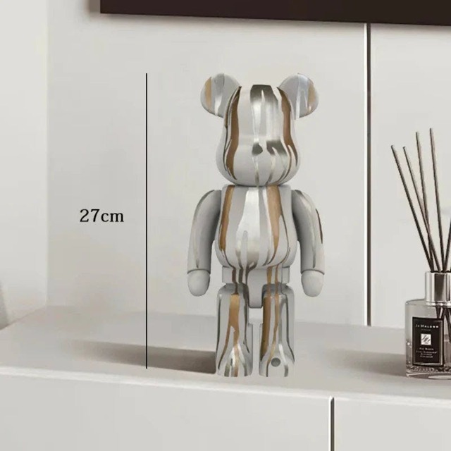 Rackhams Graffiti Bear Resin Statue Decor - Modern Colourful Bear Ornament 27cm - A2 (27cm) - image 1