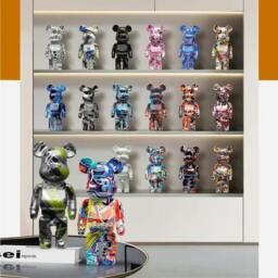 Rackhams Graffiti Bear Resin Statue Decor - Modern Colourful Bear Ornament 27cm - A2 (27cm) - thumbnail 6
