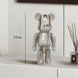 Rackhams Graffiti Bear Resin Statue Decor - Modern Colourful Bear Ornament 27cm - A2 (27cm) - thumbnail 1