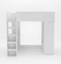 Rackhams Single High Sleeper Bed Frame with Desk, Storage & Hanging Area, White - Single - thumbnail 2