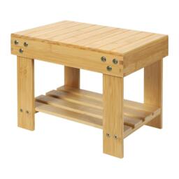 Rackhams Step Stool Seat Bamboo Multi Purpose with Storage Shelf Home Shop Kids - thumbnail 1