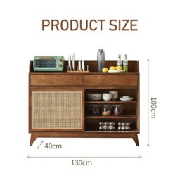 Rackhams Cameron Sideboard, Rattan Cabinet With Glass Sliding Door - thumbnail 6