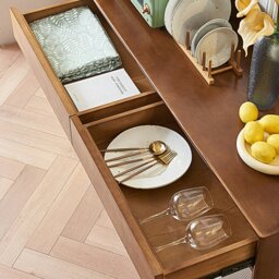 Rackhams Cameron Sideboard, Rattan Cabinet With Glass Sliding Door - thumbnail 4