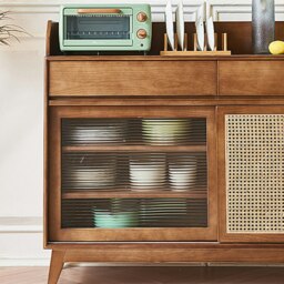 Rackhams Cameron Sideboard, Rattan Cabinet With Glass Sliding Door - thumbnail 5
