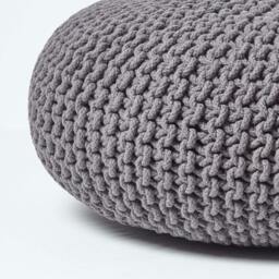 Rackhams Large Round Cotton Knitted Pouffe Footstool - Mustard - thumbnail 5