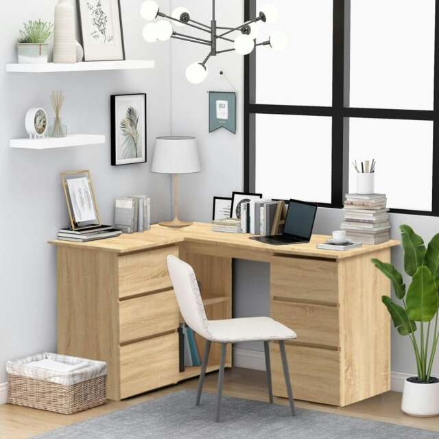 Rackhams Corner Desk Sonoma Oak 145x100x76 cm Engineered Wood - Brown - Engineered wood