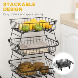 Rackhams 5 Tier Storage Trolley Cart Vegetable Rack with Wheels for Kitchen - 5 - Storage Basket - Steel - thumbnail 5