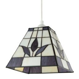 Rackhams Square Purple and Amber Stained Glass Tiffany Pendant Lighting Shade - thumbnail 4