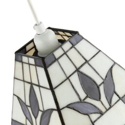 Rackhams Square Purple and Amber Stained Glass Tiffany Pendant Lighting Shade - thumbnail 3