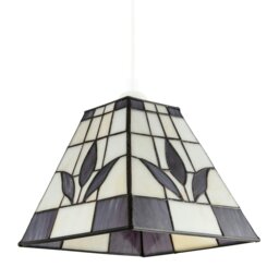 Rackhams Square Purple and Amber Stained Glass Tiffany Pendant Lighting Shade